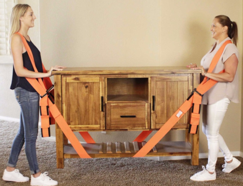 Paquet contenant la paire de sangles de levage pour meubles