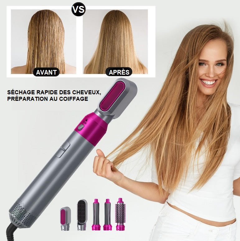 Sèche-cheveux 5-en-1 avec Brosse et Fer à Boucler – Image 6