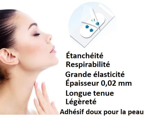 Autocollants lifting visage transparents posés sur la peau