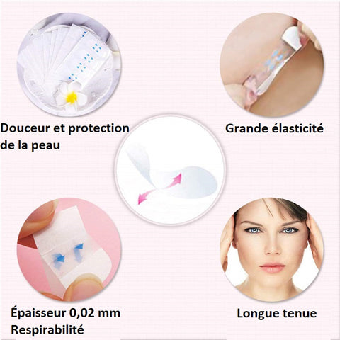 Résultat final d’un visage raffermi après application des autocollants