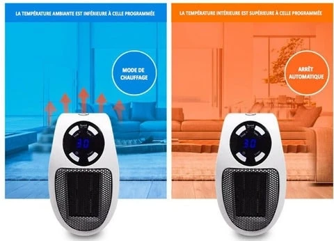 chauffage électrique portable HeatSafe installé au mur
