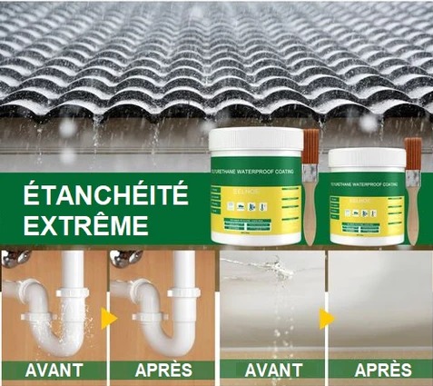 toit réparé avec la colle étanche transparente
