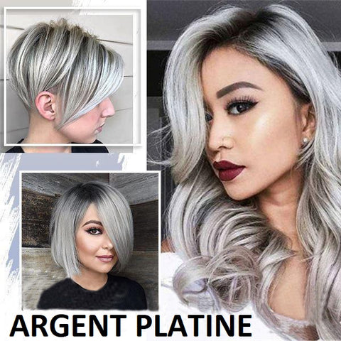 Finition argentée froide sur cheveux lisses et brillants