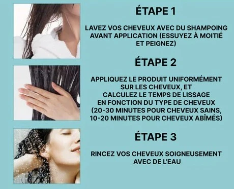 Application de la crème lissante sur cheveux humides