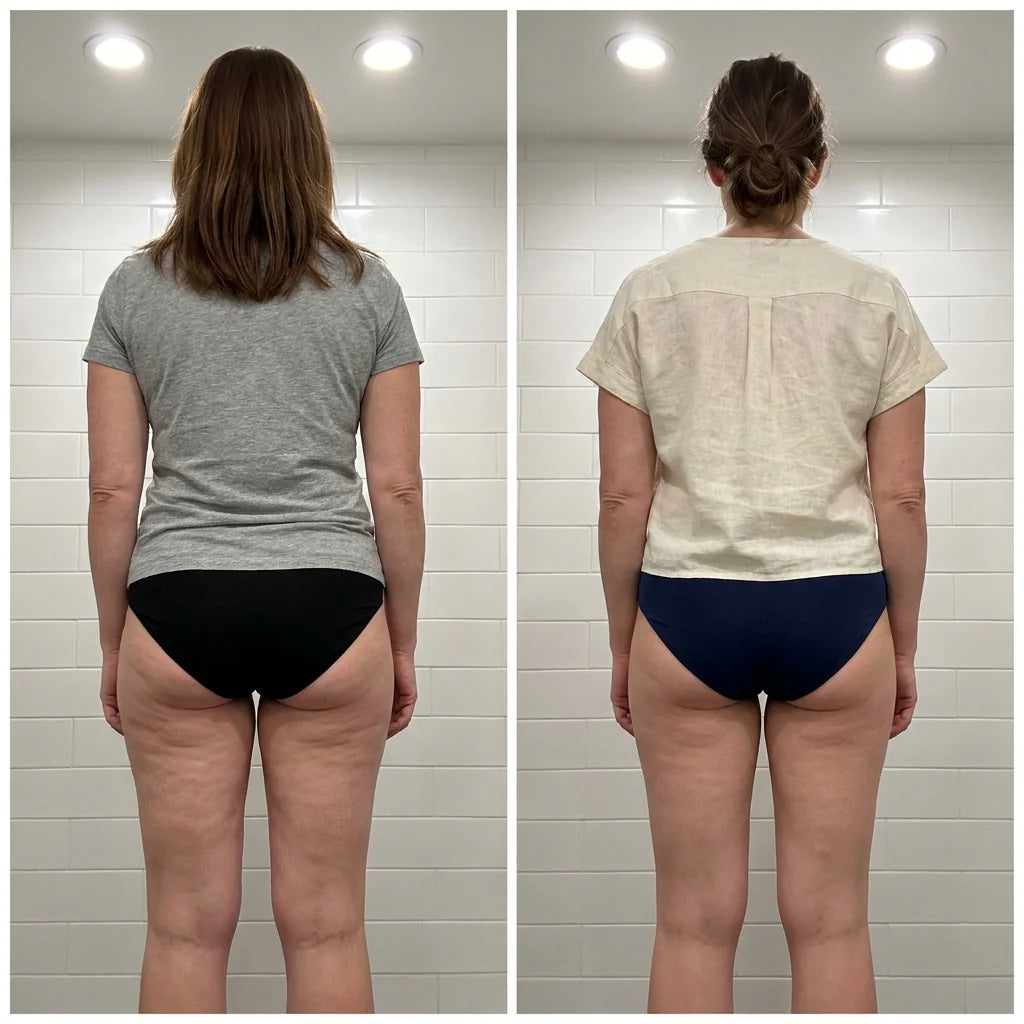 Femme heureuse avec peau lumineuse après usage du drainant lymphatique