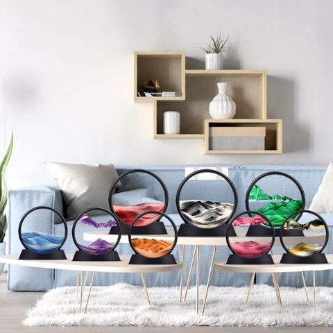 Lampe sablier 3D avec sable en mouvement et lumière douce