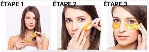 Application des patchs au collagène sous les yeux