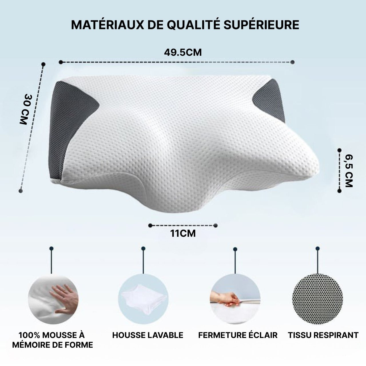 Oreiller cervical ergonomique en contexte de chambre