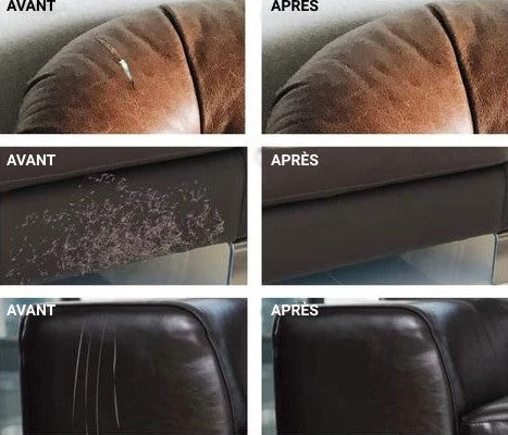 Avant et après réparation d’un fauteuil en cuir