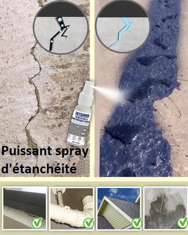 spray étanche en cours d’application sur mur endommagé