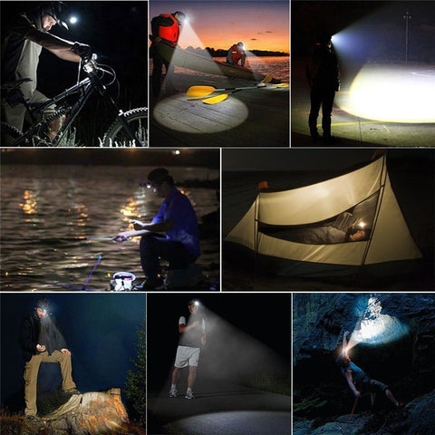 Vue latérale de la lampe frontale avec réglage d'inclinaison