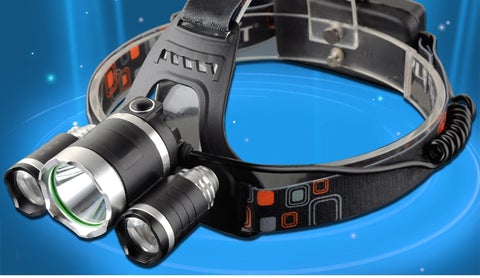 Lampe frontale avec accessoires et piles 18650