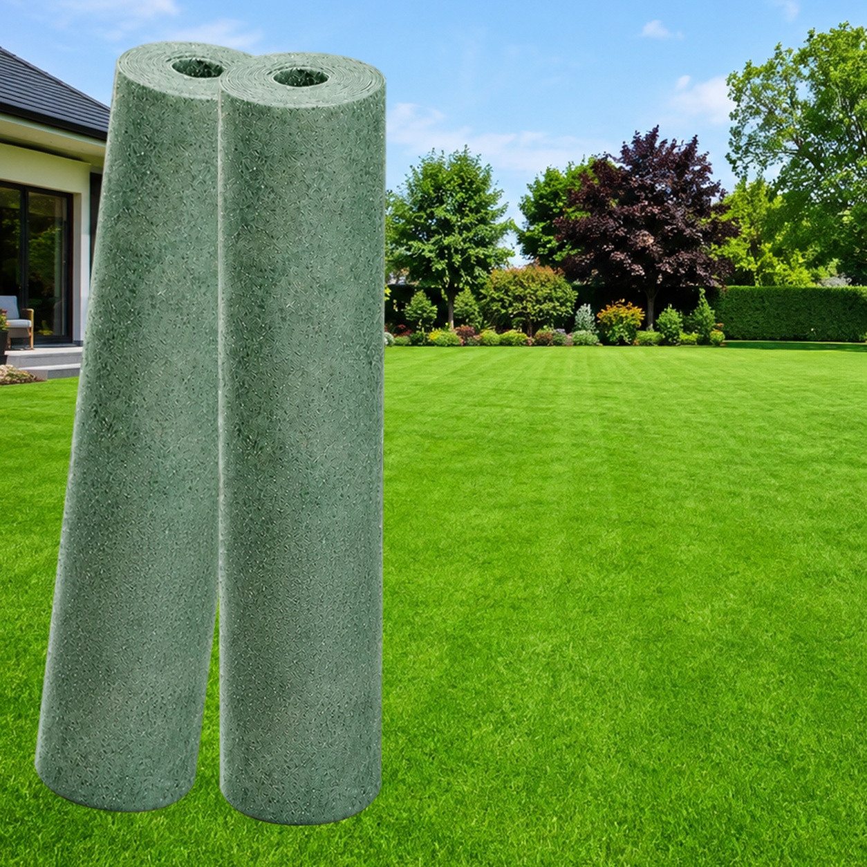 pelouse dense et verte après utilisation du tapis de semences