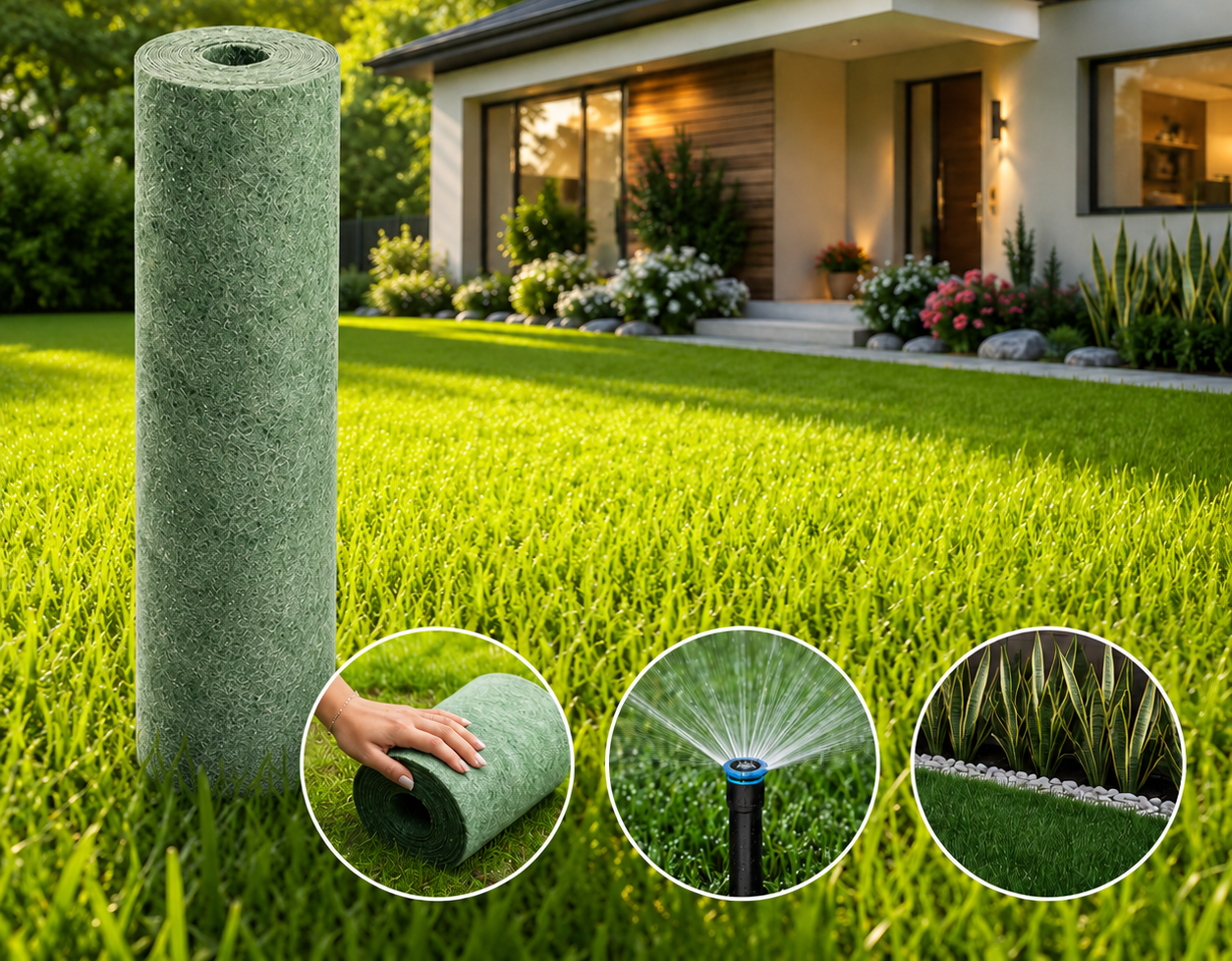tapis de semences posé sur terrain en pente