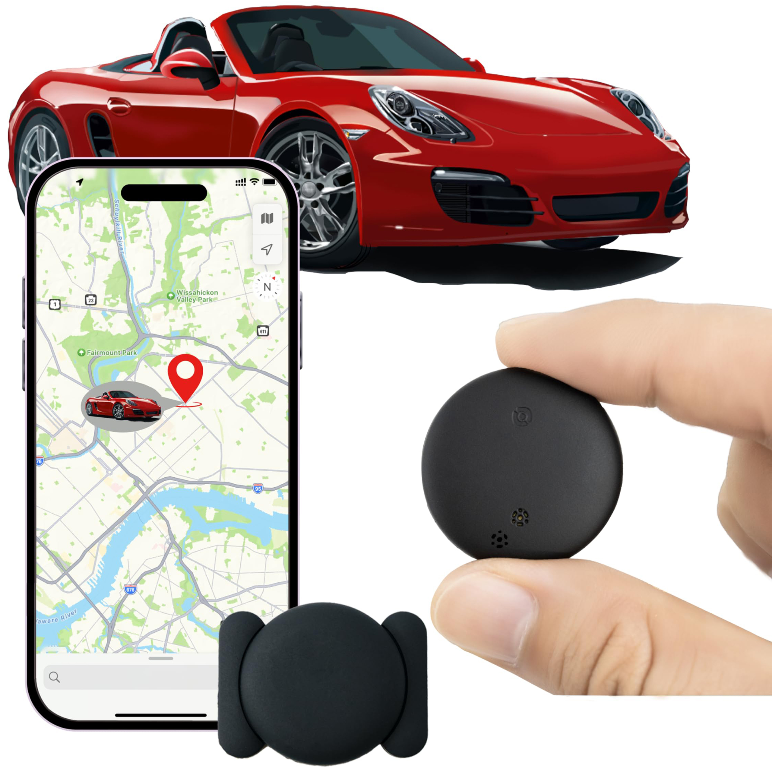 Vue détaillée du traceur GPS et ses dimensions