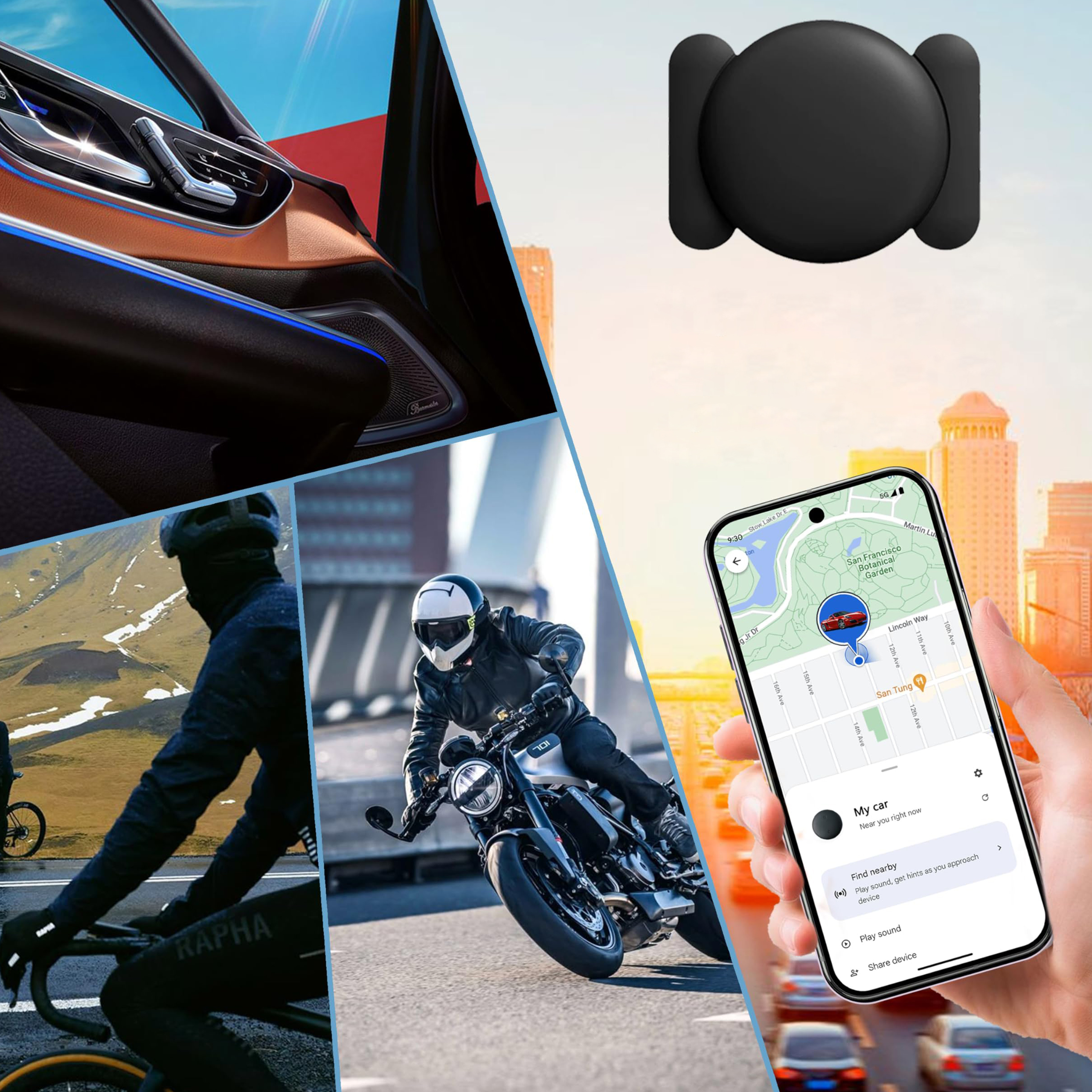Contenu de la boîte du traceur GPS avec pile incluse